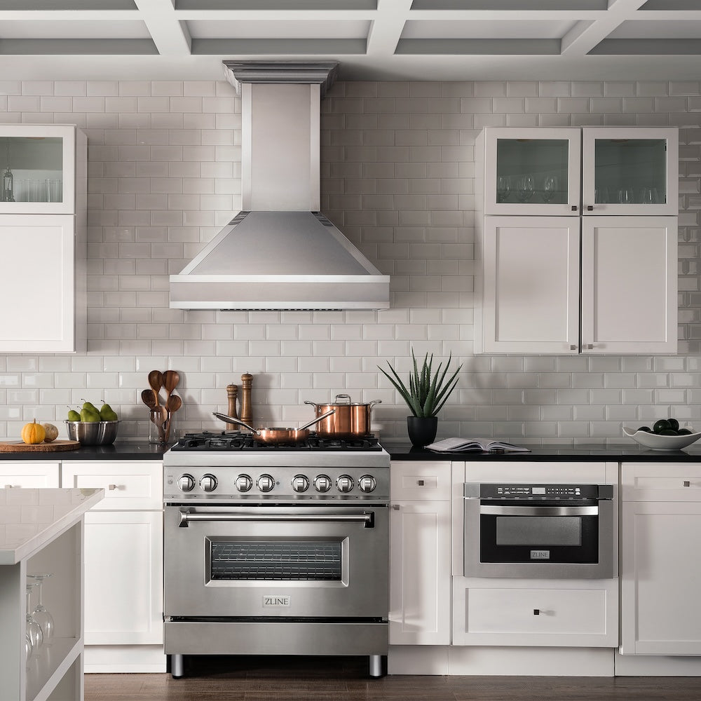 ZLINE RA36 36-inch 4.6 cu.ft Stainless Steel Dual Fuel Range - 6 Burner Gas Cooktop & Electric Convection Oven for Professional Home Kitchen Cooking | Perfect for Baking, Roasting & Large Family Meals