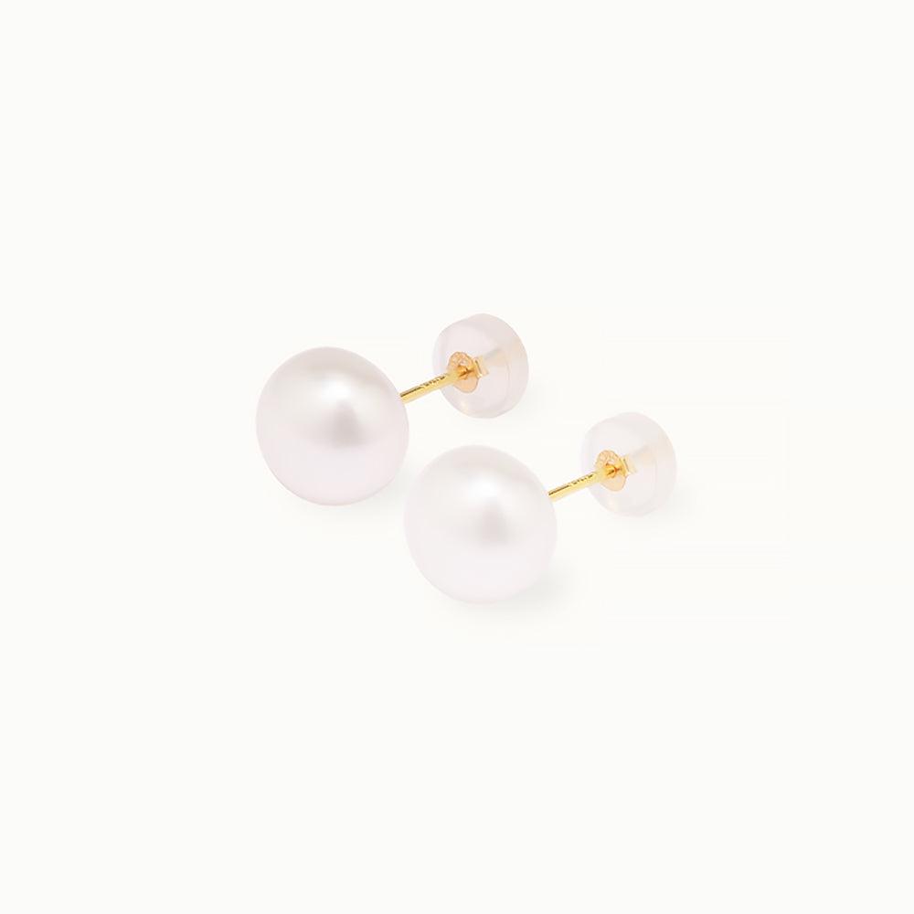8mm Freshwater Pearl Stud Earrings for Women - Classic Round White Pearl Earrings for Daily Wear, Wedding, Gift & Special Occasions