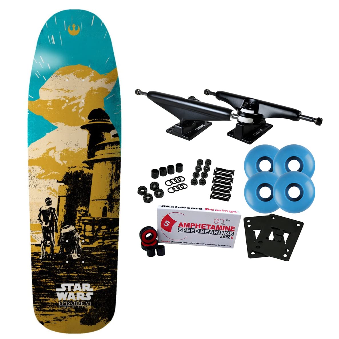 Element Star Wars Yoda Old School 80's Style Complete Skateboard Deck - Perfect for Street Skating, Collectors & Star Wars Fans