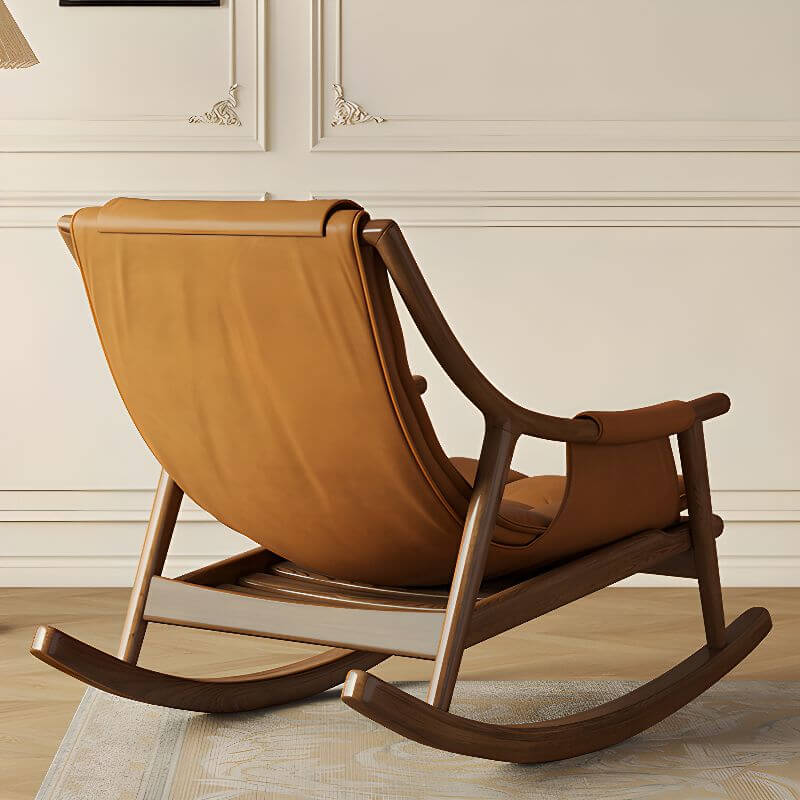Modern Auburn Wooden Frame Stain-Resistant Cushioned Rocking Recliner Chair with Track Arms - Perfect for Living Room, Nursery & Relaxation