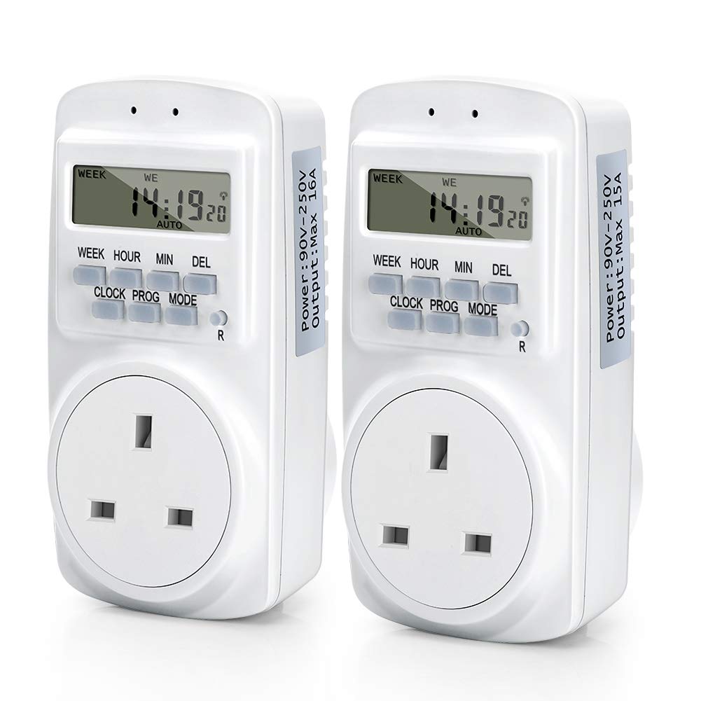 BrysonKally Digital Timer Socket with UK Plug - 24 Hour/7 Day Programmable, 16 Groups for Lights & Appliances | Perfect for Home Automation, Energy Saving & Vacation Security