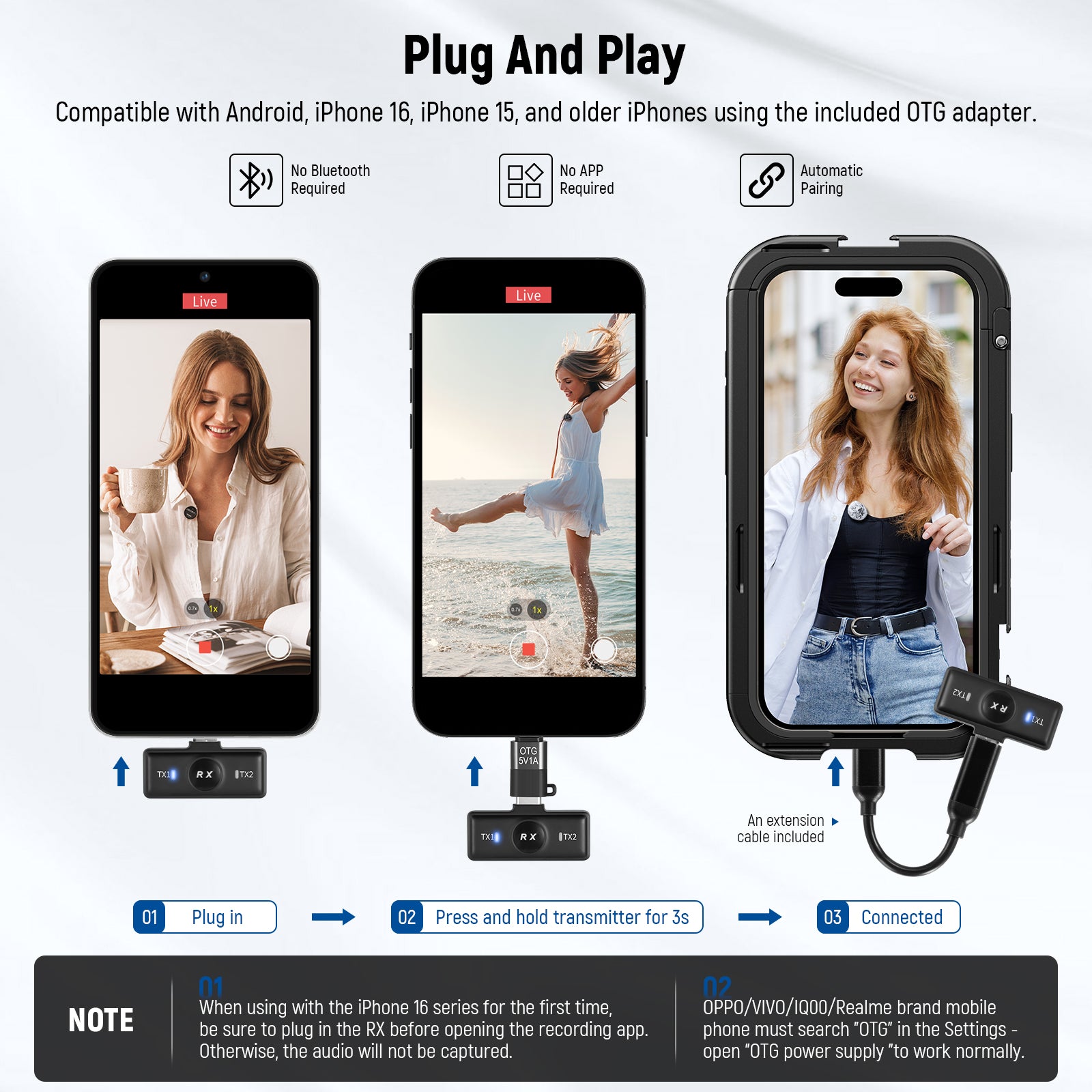 NEEWER KM18 Wireless Lavalier Microphone System with USB-C for iPhone, Android, DSLR - Perfect for YouTube, Vlogging, Podcasting & Live Streaming