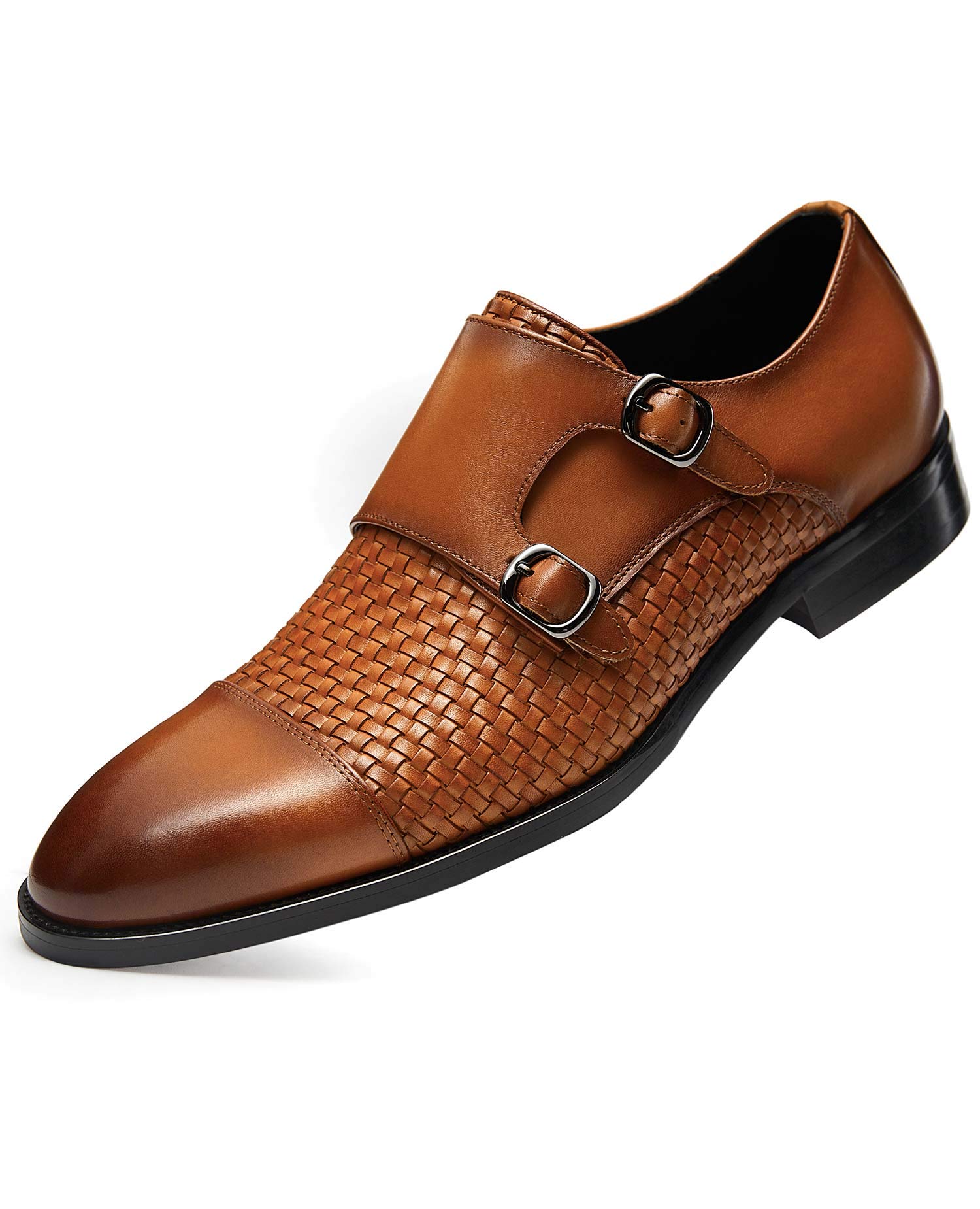 Premium Genuine Leather Men's Dress Shoes | Single Monk Strap Slip-On Formal Shoes for Business, Wedding & Office Wear | Comfortable & Stylish Men's Footwear for Professional Occasions