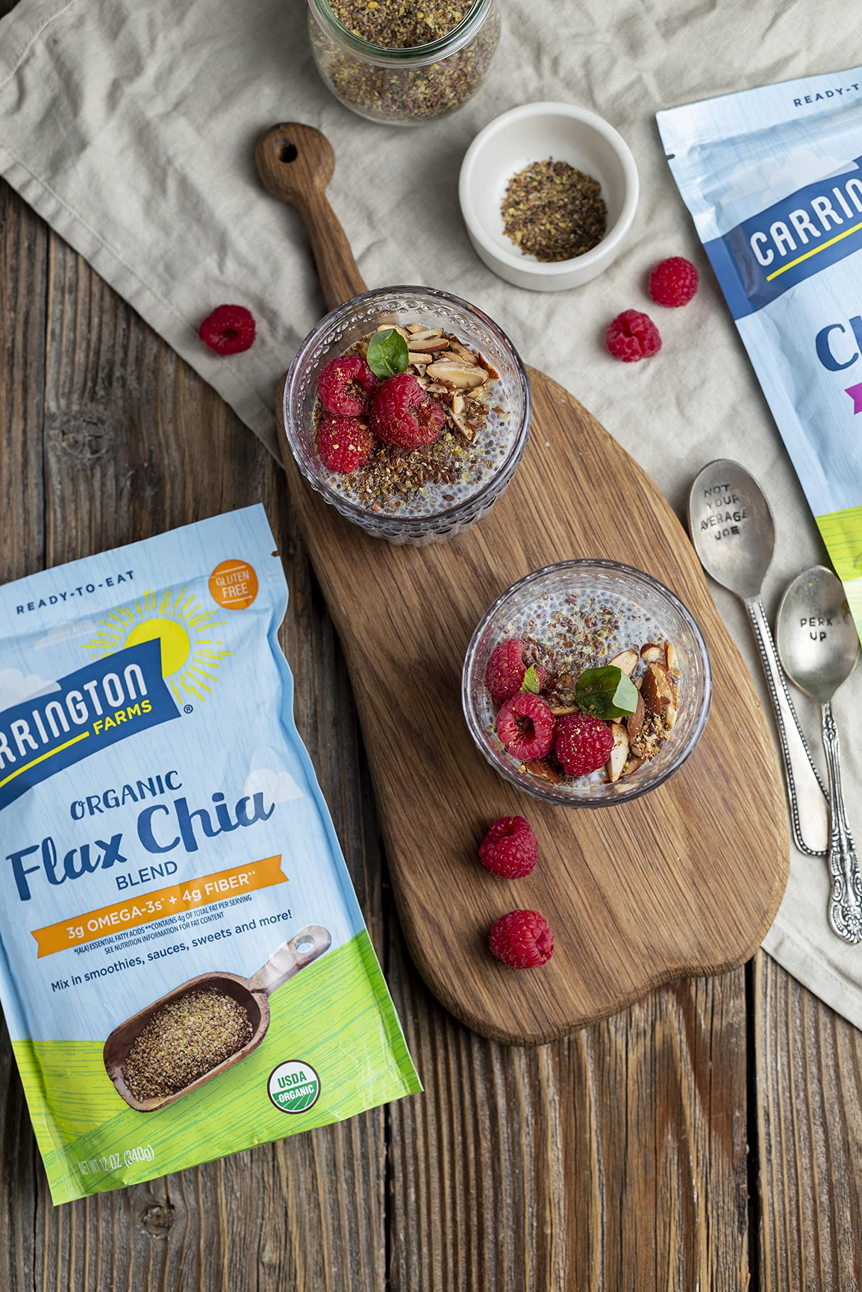 Organic Flax Chia Blend by Carrington Farms - Gluten Free, Non-GMO, USDA Certified (12oz) - Perfect for Smoothies, Yogurt & Baking