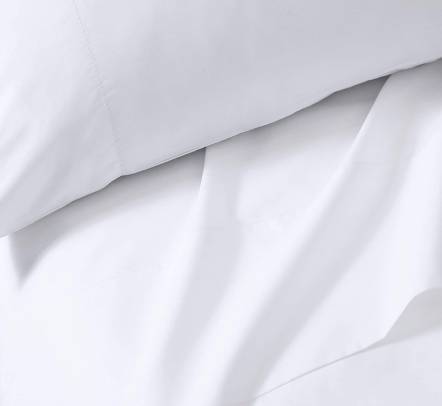 Pure Parima Hotel Collection Ultra Percale 100% ELS Giza Egyptian Cotton Sheet Set - All Natural Flat, Fitted & 2 Pillowcases (White, Full Size) for Luxury Bedroom & Guest Room Comfort