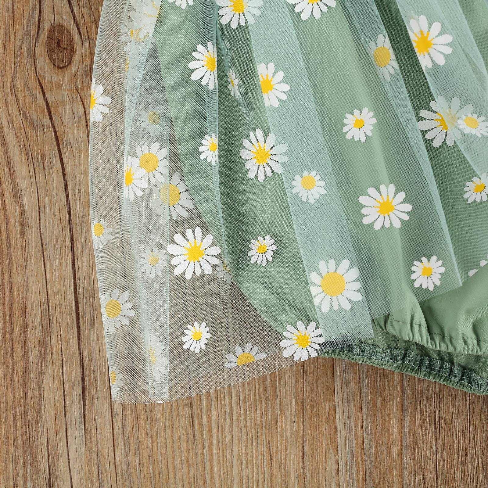 Adorable Baby Girl Ruffle Sleeve Daisy Print Romper Dress & Headband Set - Summer Sunsuit Outfit for Newborns, Infants & Toddlers - Perfect for Photoshoots, Birthday Parties & Beach Vacations