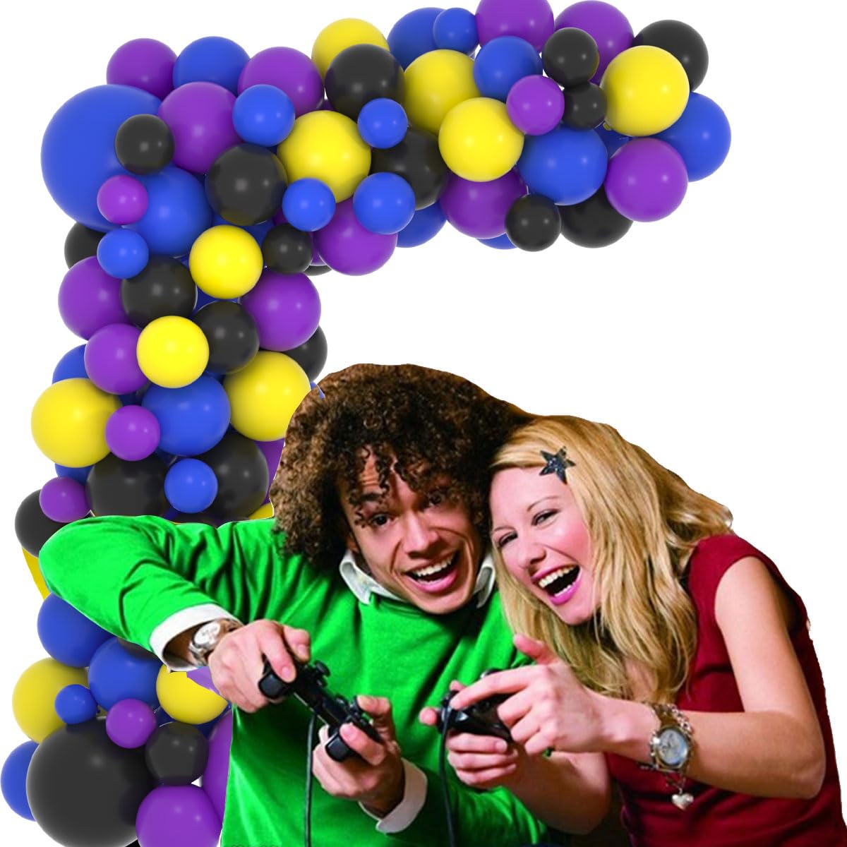 137PCS Video Gaming Balloon Garland Arch Kit - Purple, Blue, Yellow & Black Balloons for Birthday, Graduation Decor | Perfect for Anime, Gamer Parties & Teen Celebrations