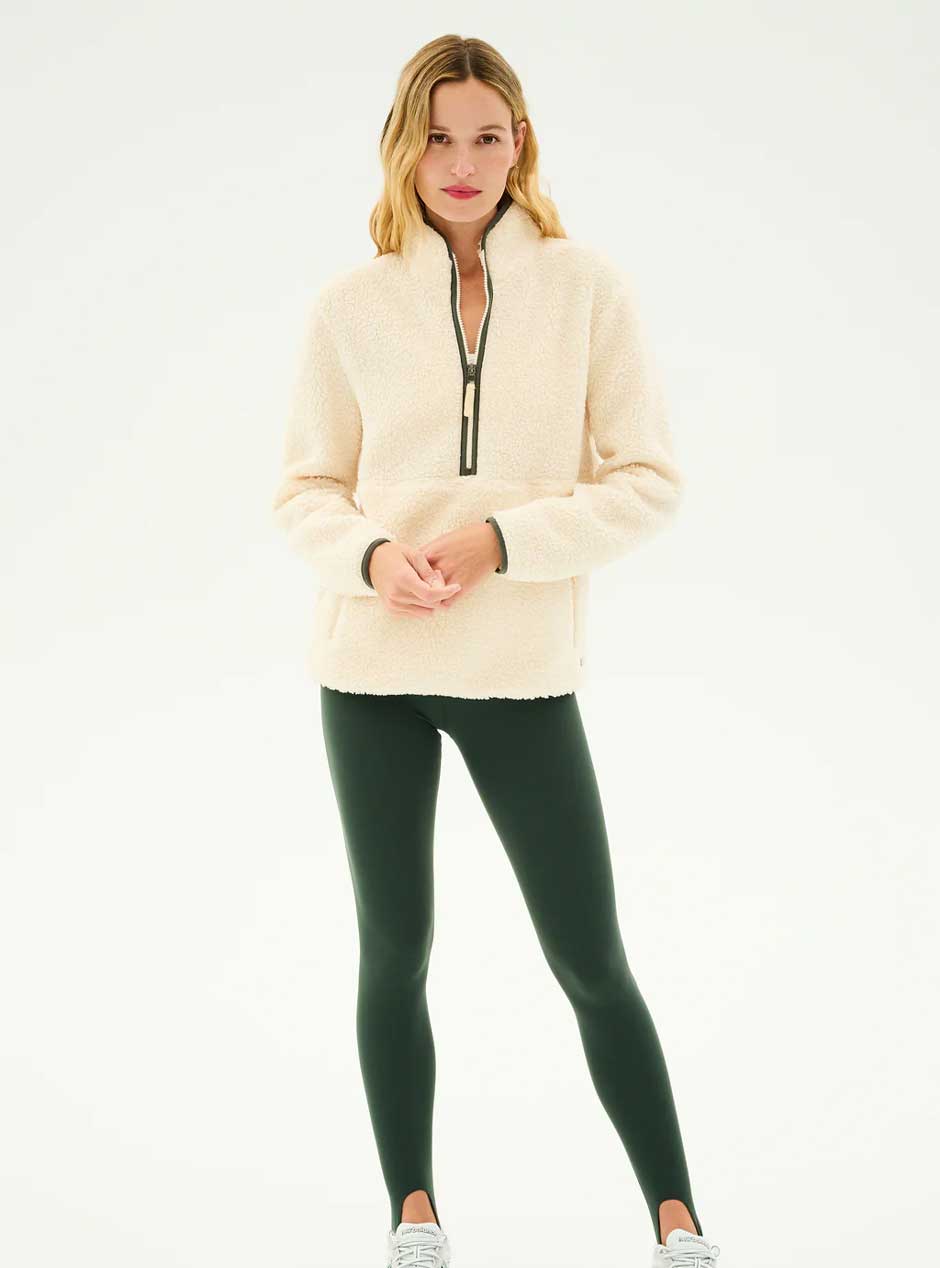 Splits59 Women's Sherpa Fleece Half Zip Jacket - Soft Winter Pullover for Outdoor Activities & Casual Wear | Cream