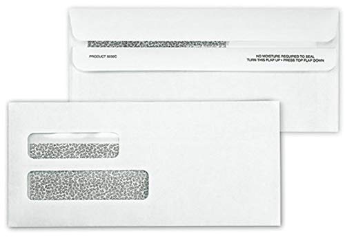 Double Window Confidential Self-Seal Envelopes 9 x 4 1/8 Inches - Pack of 500 for Business, Legal & Mailing Documents | Secure, Professional & Convenient for Offices, Banks & Mailrooms