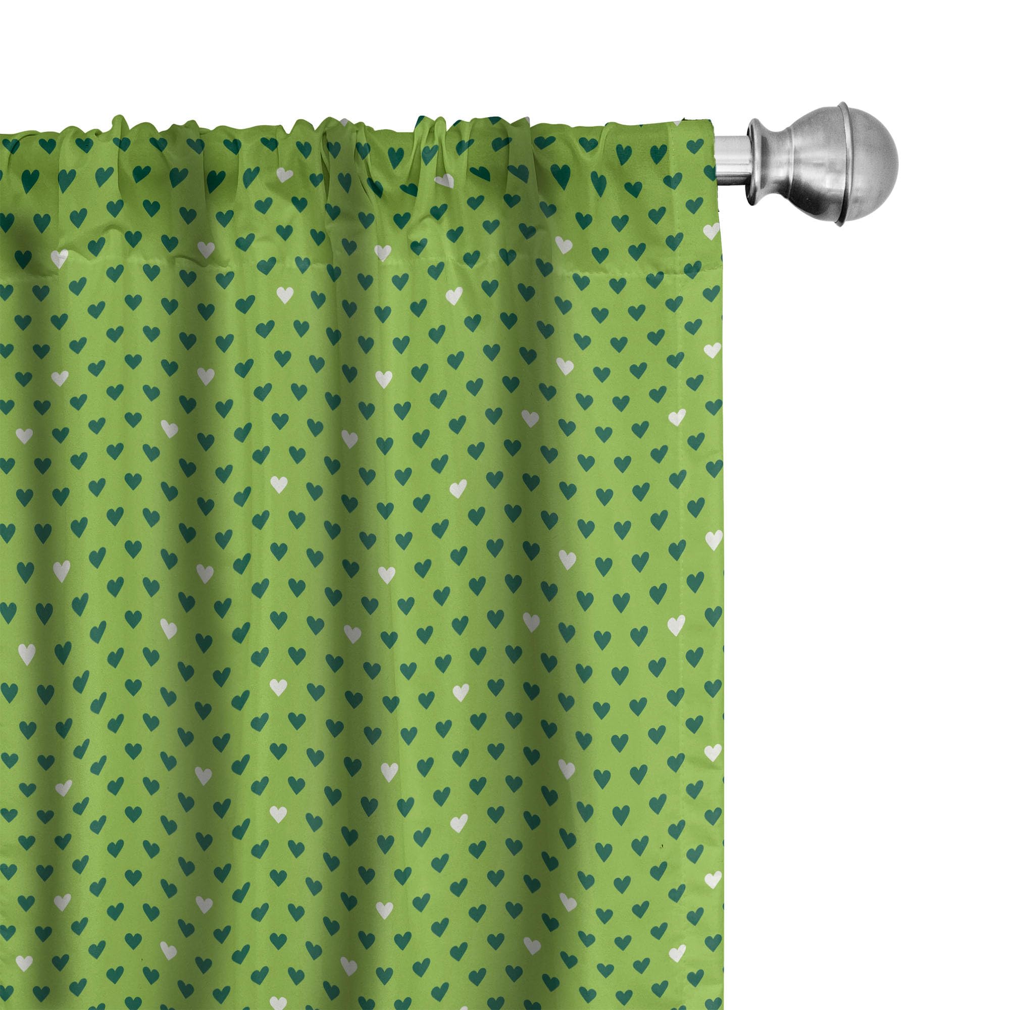 Ambesonne Green Heart Pattern Curtains - 2 Panel Set, 28