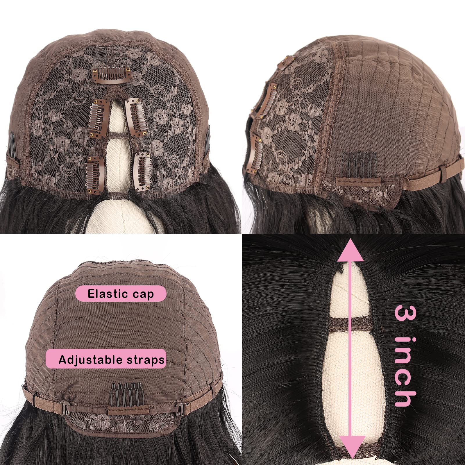 KRSI 24 Inch V Part Body Wave Synthetic Wig - No Glue No Leave Out, Heat Resistant Clip-in Half Wig for Natural Look | Perfect for Daily Wear, Cosplay, Parties & Special Occasions (VP3024)