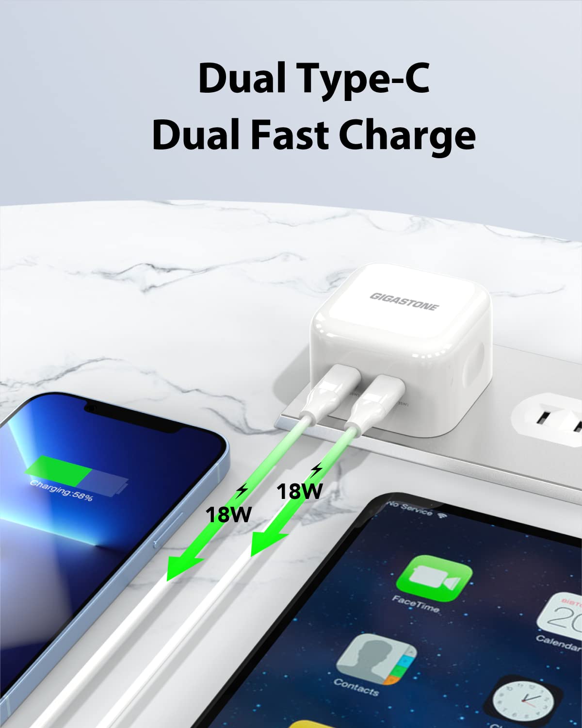Gigastone 35W USB C Fast Charger with 5FT USB-C to Lightning Cable - Apple MFi Certified 2-Pack for iPhone 15/14/13/12/11, iPad Pro/Air/Mini - Perfect for Home, Office & Travel Charging