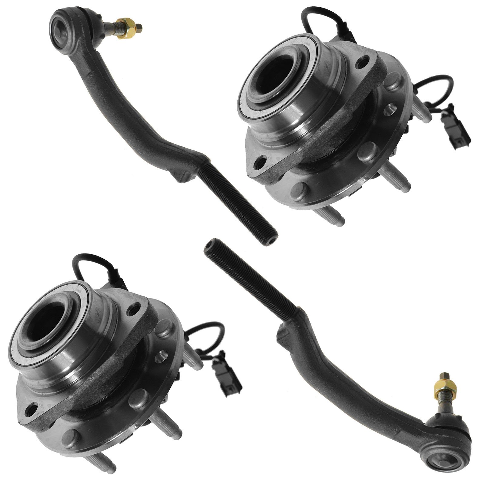 TRQ Wheel Hub & Bearings with Outer Tie Rods - Front Replacement for Chevy Trailblazer & GMC Envoy - Durable Auto Parts for Smooth Driving & Off-Road Adventures
