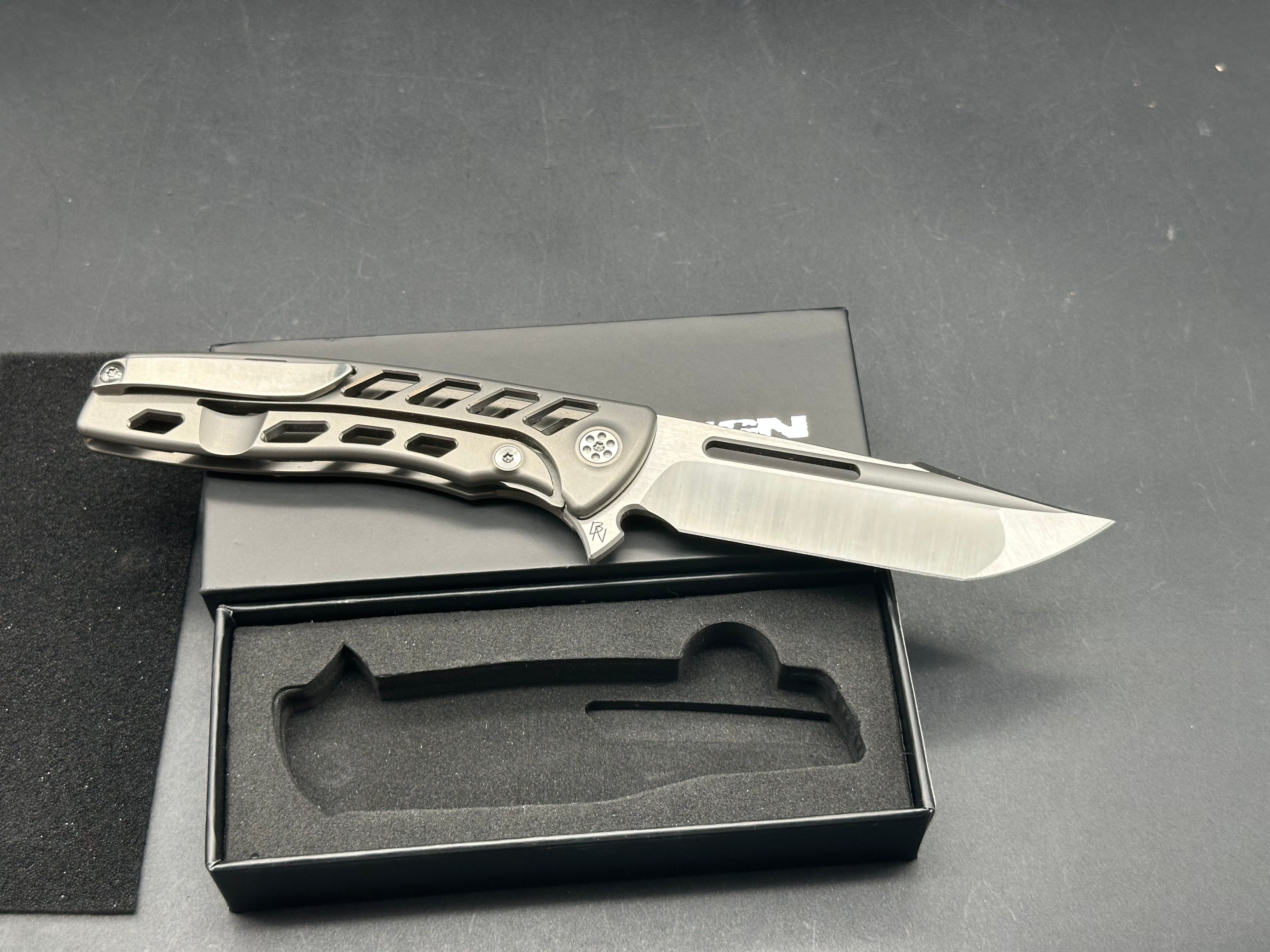 Sharp By Design Evo Typhoon Aspirated Titanium Knife - Premium EDC Folding Pocket Knife for Outdoor, Camping & Everyday Carry