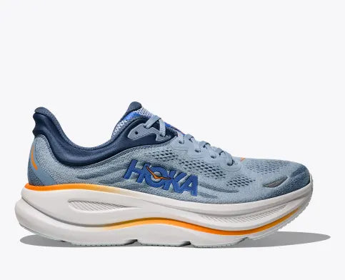 HOKA Bondi 9 Wide Running Shoes for Men - Drizzle/Downpour Color | Cushioned Comfort for Long Distance Running & Walking | Perfect for Jogging, Gym Workouts & Daily Wear
