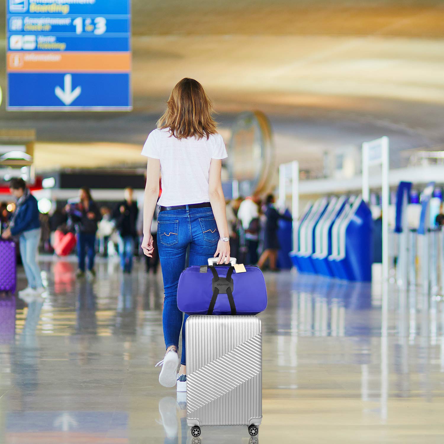 **Elastic Luggage Bungee Strap - Travel Suitcase Belt for Securing Extra Bags (Easy Version, Blue) - Perfect for Airports, Road Trips & Train Travel**