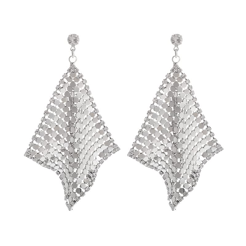 Hypoallergenic Stainless Steel Hoop Earrings for Women - Gold & Silver Plated Twisted Rope Geometric Dangle Earrings, Punk Style Layered Chain Design with Diamond Accents | Perfect for Parties, Dating & Everyday Fashion Accessories