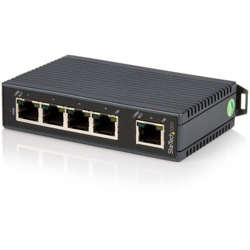 5 Port Industrial Ethernet Switch - DIN Rail Mountable, 10/100Mbps Unmanaged Network Switch with IP30 Housing & Energy Efficient Technology (12-48V DC Input) - Ideal for Factory Automation, SCADA Systems & Harsh Industrial Environments