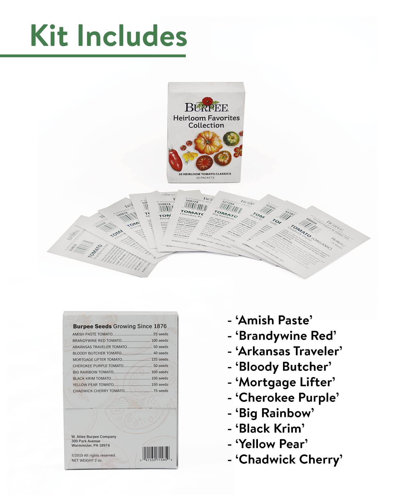 Non-GMO Heirloom Tomato Seeds - 10 Packets for Planting | Burpee Favorites | Organic Garden Gifts for Home Gardening, Backyard Farming & Sustainable Living