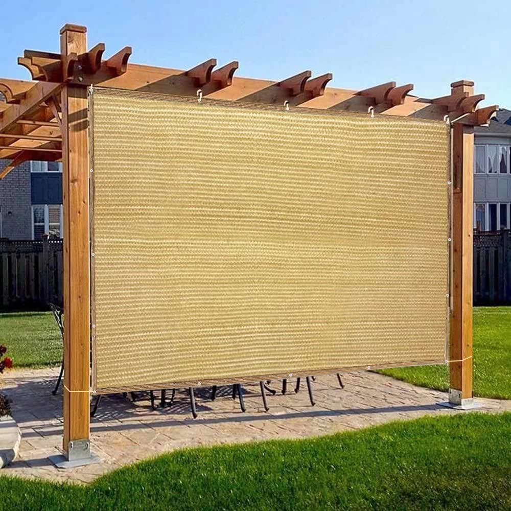 Shatex Premium Sun Shade Fabric - 6' x 8' Outdoor Privacy Screen with Grommets & 18 Bungee Balls - UV Protection for Pergola, Patio, Awning, Window Cover - Wheat Color - Perfect for Backyard, Garden & Poolside Relaxation