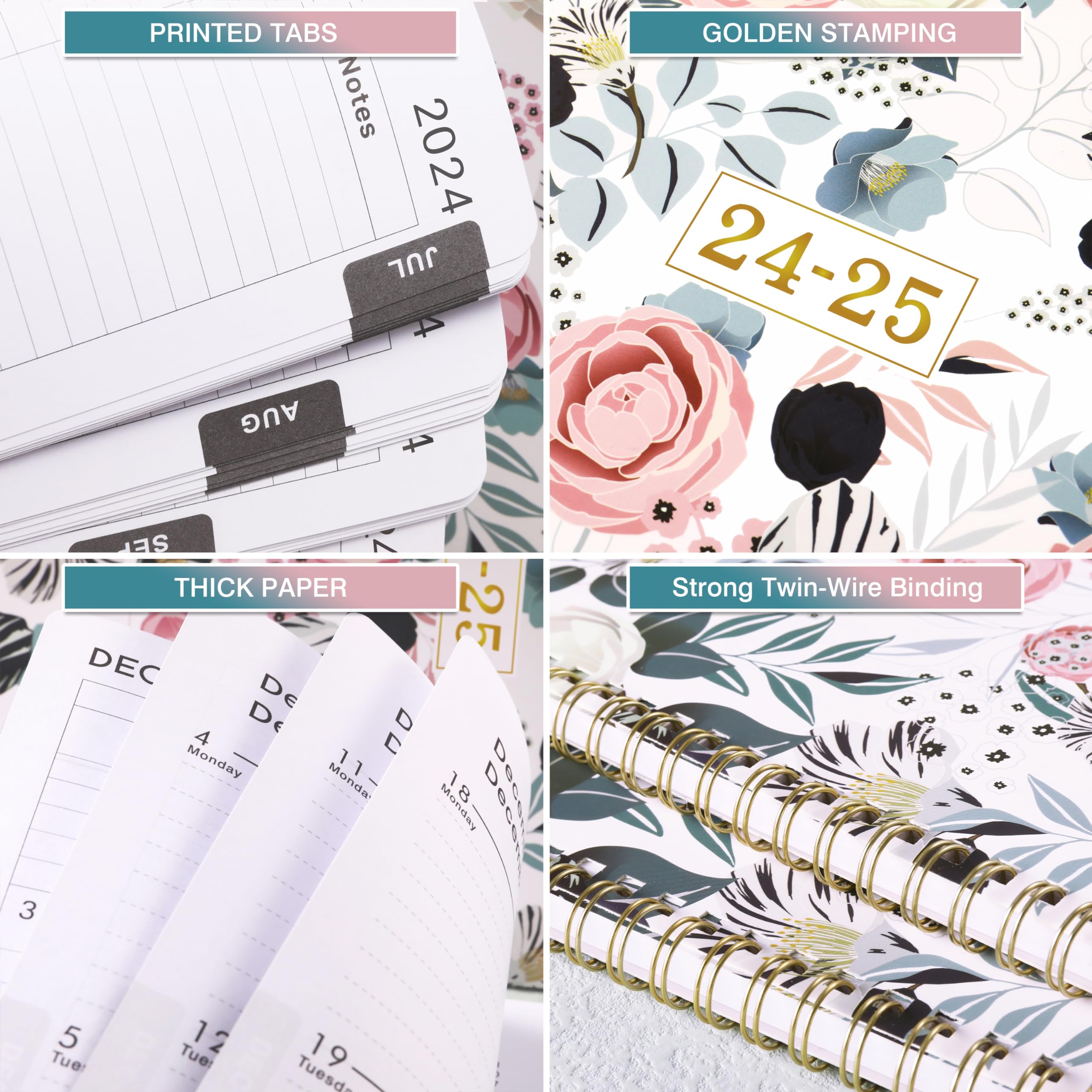 2024-2025 Weekly & Monthly Academic Planner with Tabs - July 2024 to June 2025, 8
