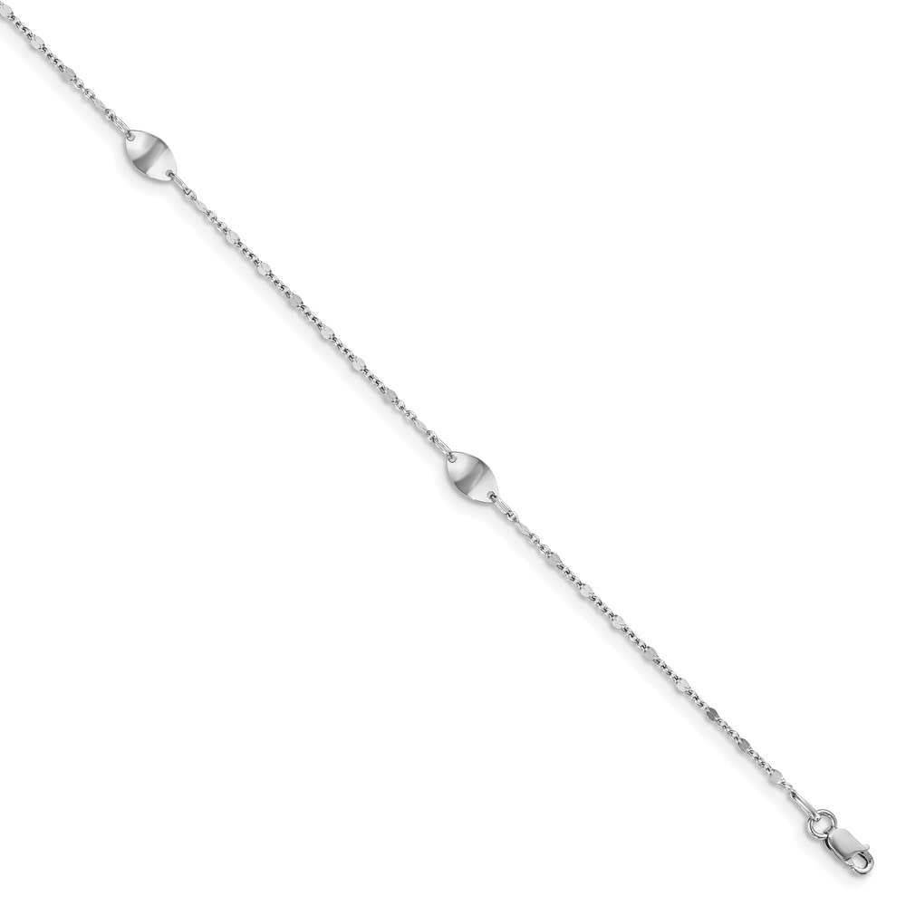 14K White Gold Polished Diamond Anklet for Women - Elegant Ankle Bracelet for Everyday Wear & Special Occasions | Diamond2Deal