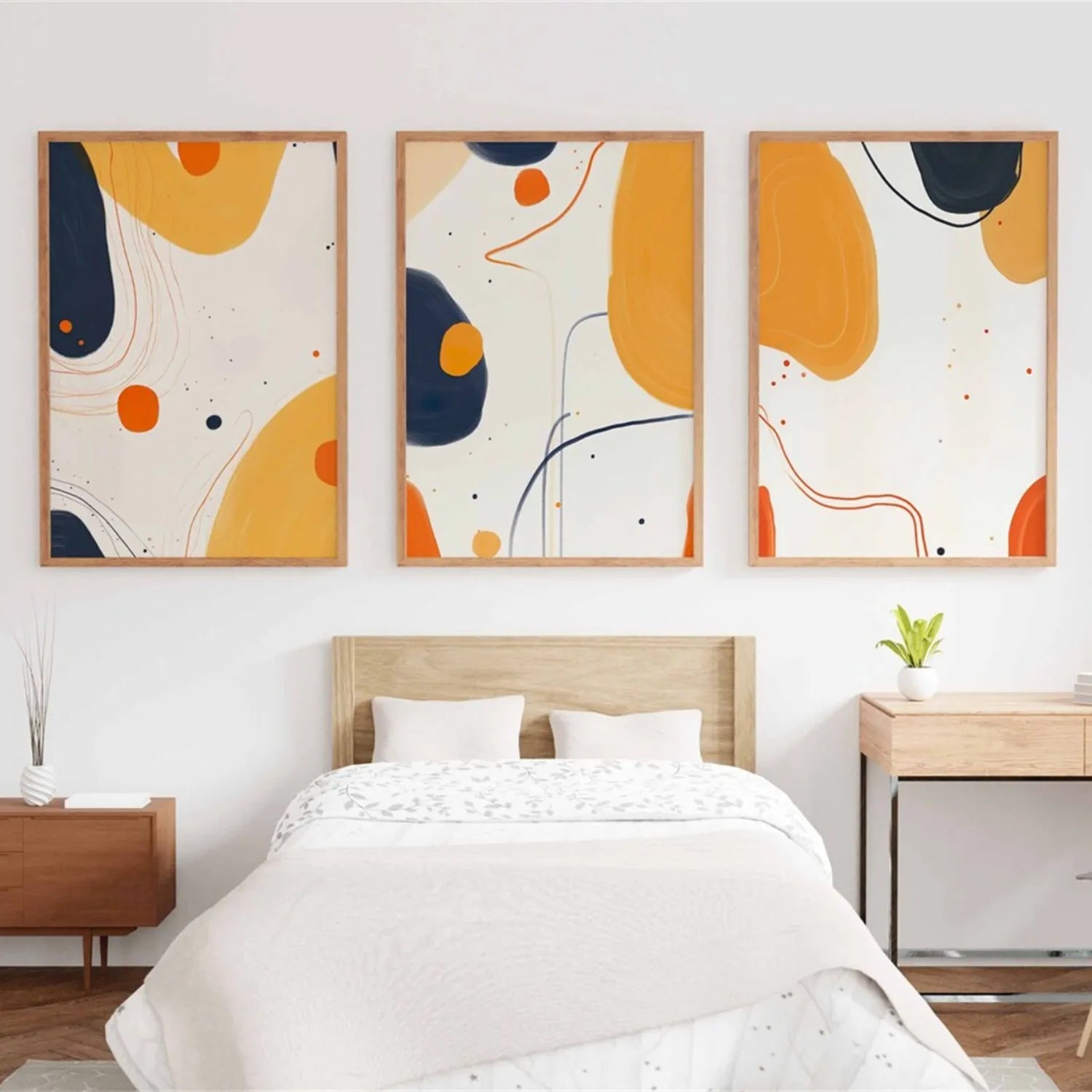 Abstract Tranquility Wall Art Set of 3 - Modern Minimalist Canvas Prints for Living Room, Bedroom & Office Decor - #WS184