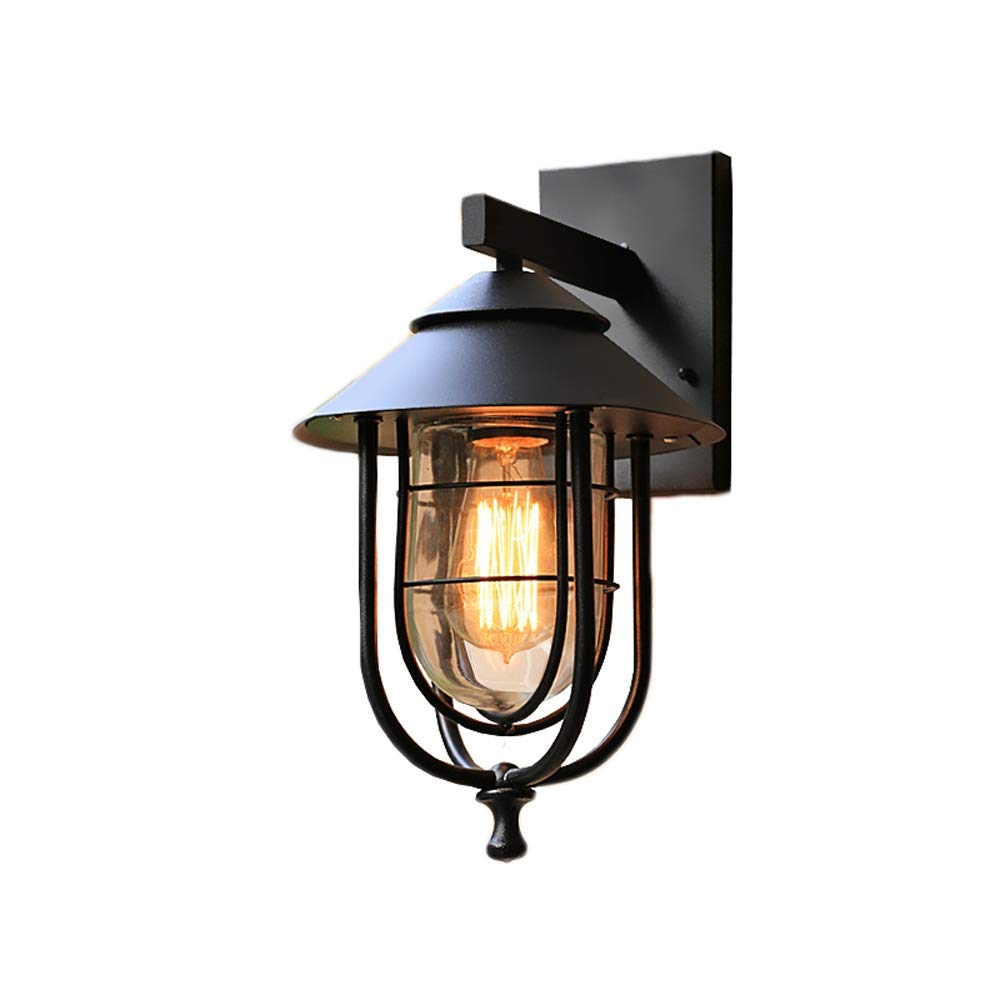 UASTE Outdoor Wall Lantern - Black Industrial Vintage Single Head Wall Sconce with Clear Glass, Waterproof Exterior Light Fixture - Perfect for Porch, Patio, Garden and Entryway Lighting