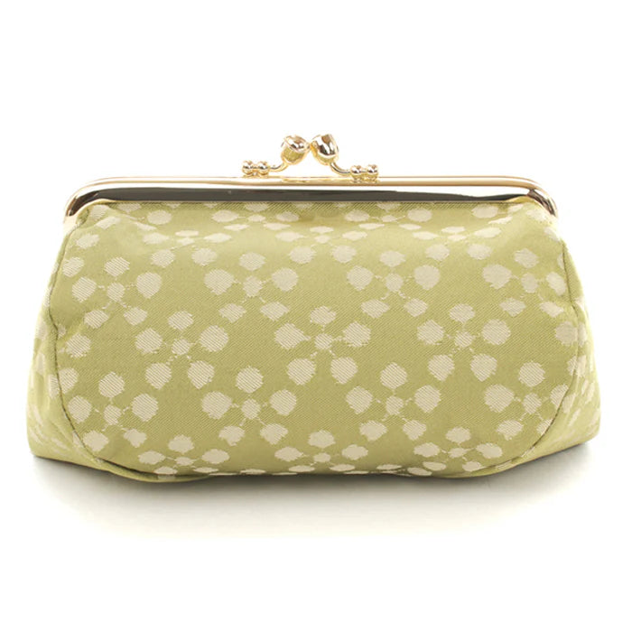 Nishijin Woven Small Pouch - Plum Blossom & Muted Greenish Yellow | Handmade in Kyoto Japan | Cosmetic & Makeup Organizer | Japanese Gamaguchi Style | Travel Toiletry Bag | Stationery Pouch | Bag-in-Bag Organizer | Perfect for Daily Essentials, Travel & Gift Giving