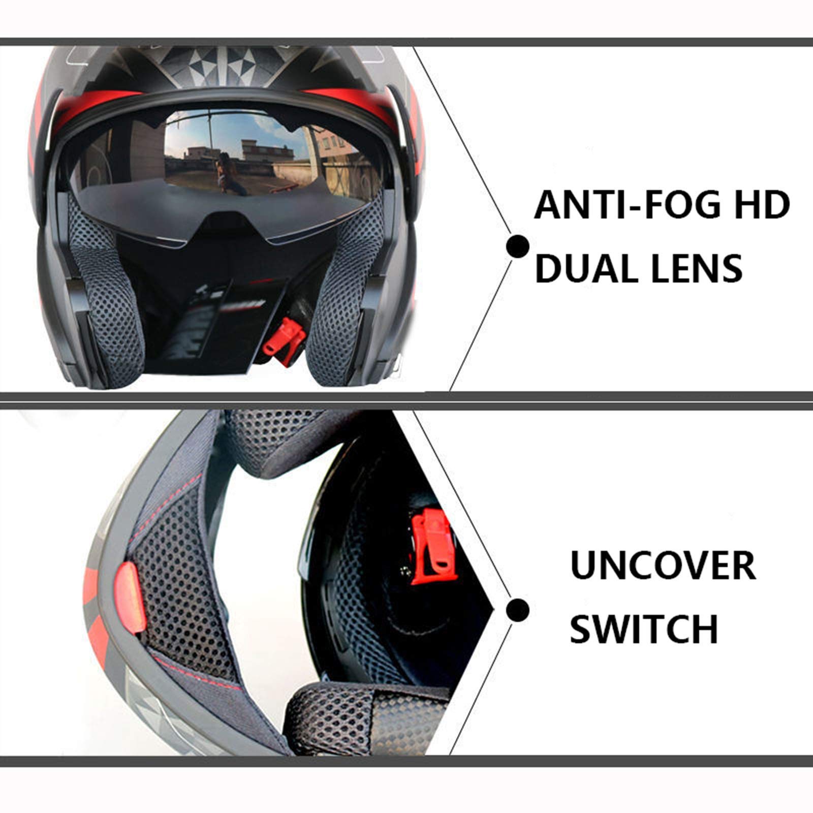ZEN Unisex Full Face Motorcycle Helmet with Double Sun Visor & Modular Flip-Up Design - DOT Approved Motocross Helmet for Men & Women (59-64CM) - Perfect for Street Bikes, Scooters & Off-Road Adventures