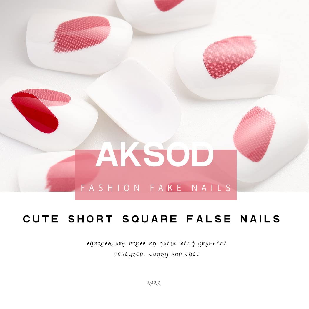 24Pcs Glossy Pink Ombre Press on Nails - Short Square Fake Nails with Full Cover Design for Women & Girls | Perfect for Parties, Weddings & Daily Wear (Pink Gradient)