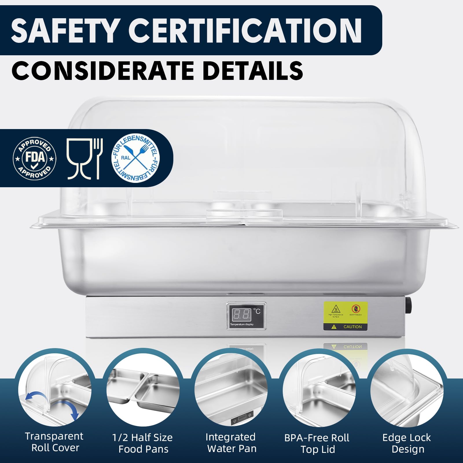 Electric Chafing Dish Buffet Set - 2 x 4.5QT Half Size with Adjustable Temperature & Roll Top Lid - 700W Catering Warmers for Parties, Buffets & Events - Perfect for Restaurants, Weddings & Home Entertaining