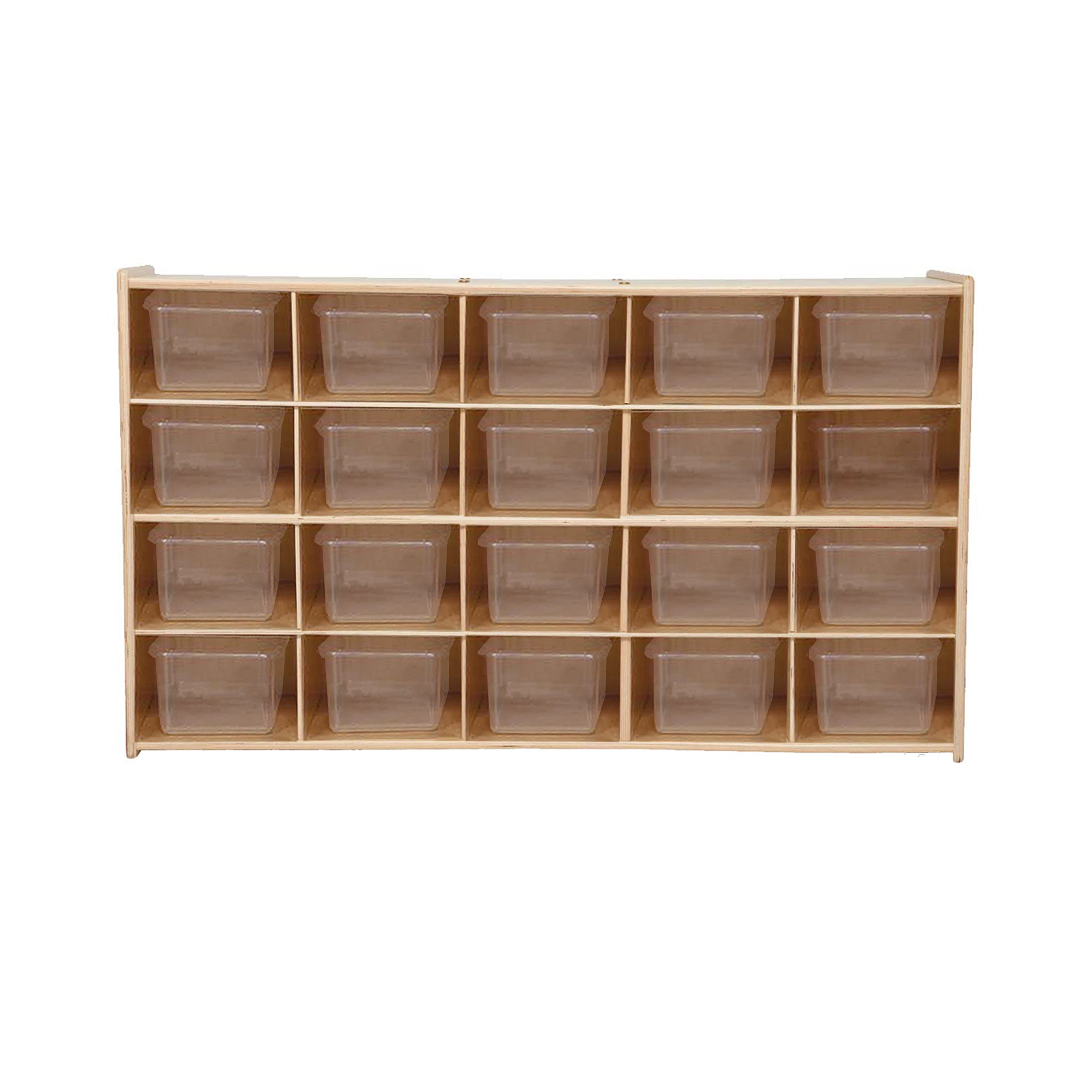 Contender Multi-Section Storage Cabinet with 20 Translucent Bins - Montessori Homeschool & Craft Supplies Organizer | Greenguard Certified [Fully Assembled] - Perfect for Classroom, Playroom & Home Organization