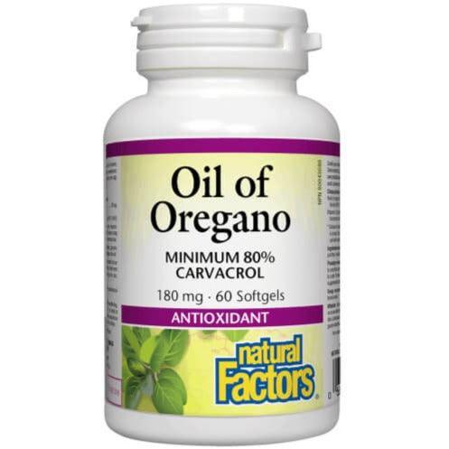 Natural Factors Oil of Oregano 180mg - 60 Softgels for Immune Support & Digestive Health | Herbal Supplement for Cold, Flu & Seasonal Wellness