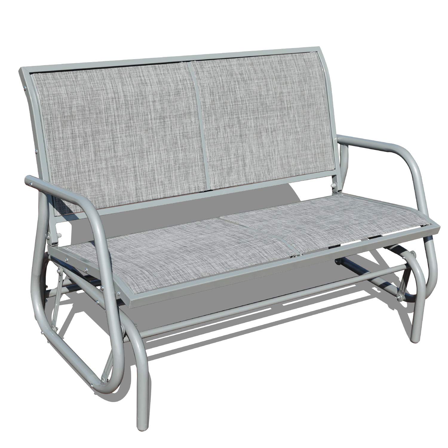 GOLDSUN 2-Person Outdoor Swing Glider Chair - Steel Frame Patio Bench for Backyard, Poolside, Garden - Indoor/Outdoor Cozy Loveseat with Smooth Rocking Motion (Grey) - Perfect for Relaxing, Reading, and Enjoying Nature