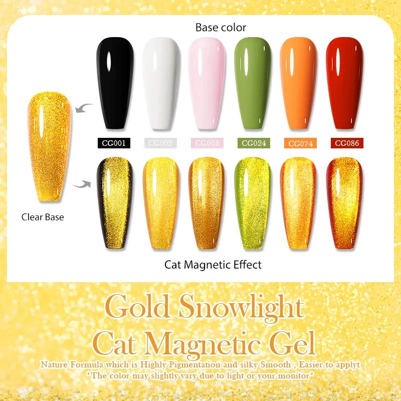 Born Pretty Gold Snowlight Cat Eye Magnetic Gel Polish - Long Lasting Nail Art for Parties, Weddings & Special Occasions