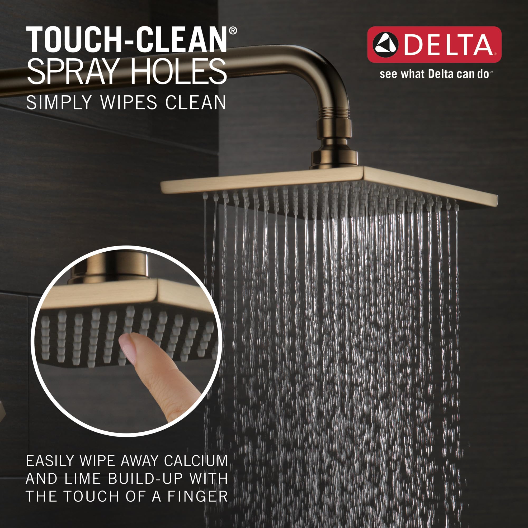 DELTA T17253-CZ-WE Vero 17 Series Dual-Function Shower Trim Kit with Single-Spray Touch-Clean Rain Head - Champagne Bronze Finish - Perfect for Bathroom Renovation & Modern Shower Experience