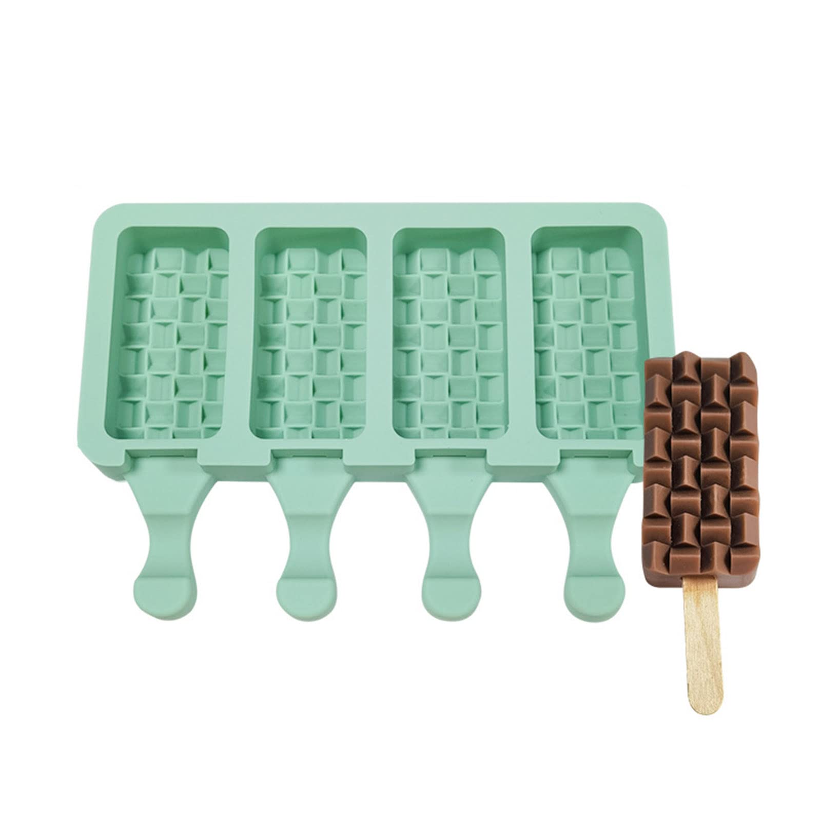 Non-Stick Silicone Popsicle Molds - 4 Cell Weaving Ice Cream Maker for Homemade Frozen Treats - Perfect for Summer Parties, Kids Snacks & DIY Desserts