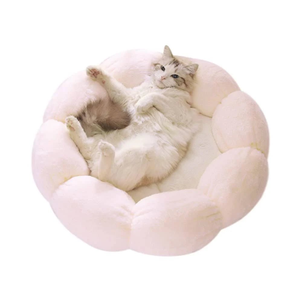 Orthopedic Round Plush Small Dog Cat Bed - Soft & Supportive Pet Bed for Puppies & Kittens - Light Pink - Perfect for Bedroom, Living Room & Pet Travel