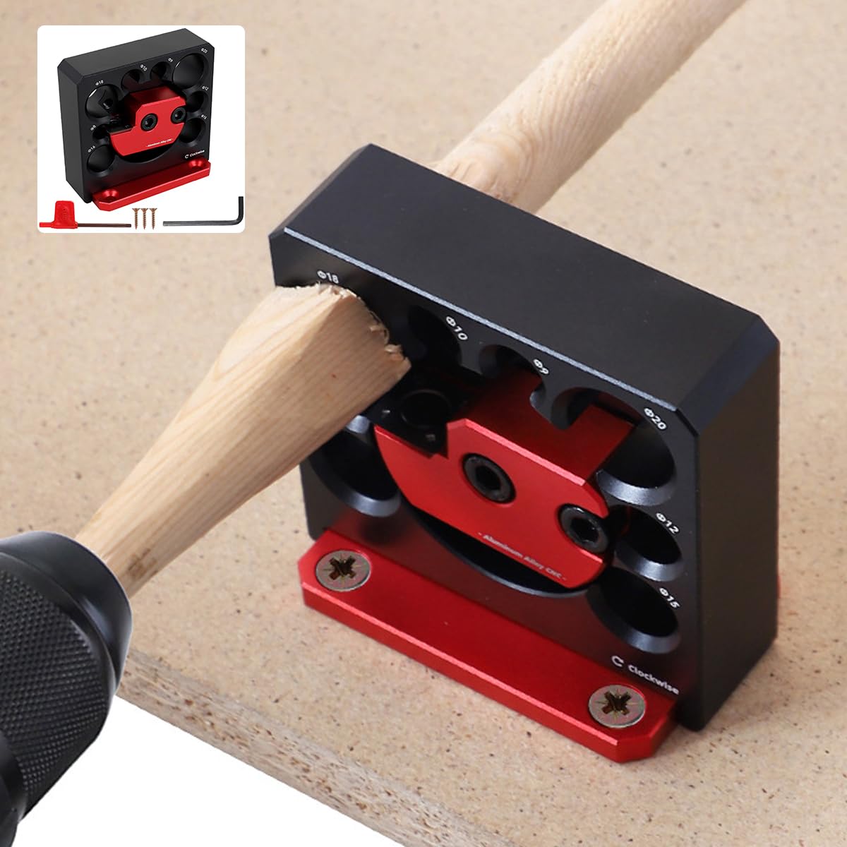 6Pcs Adjustable Dowel Maker Jig Kit - Metric 8mm to 20mm with Carbide Blade for Electric Drill, Woodworking Round Rod Milling Tool | Perfect for DIY Wooden Rods, Sticks & Furniture Making Projects
