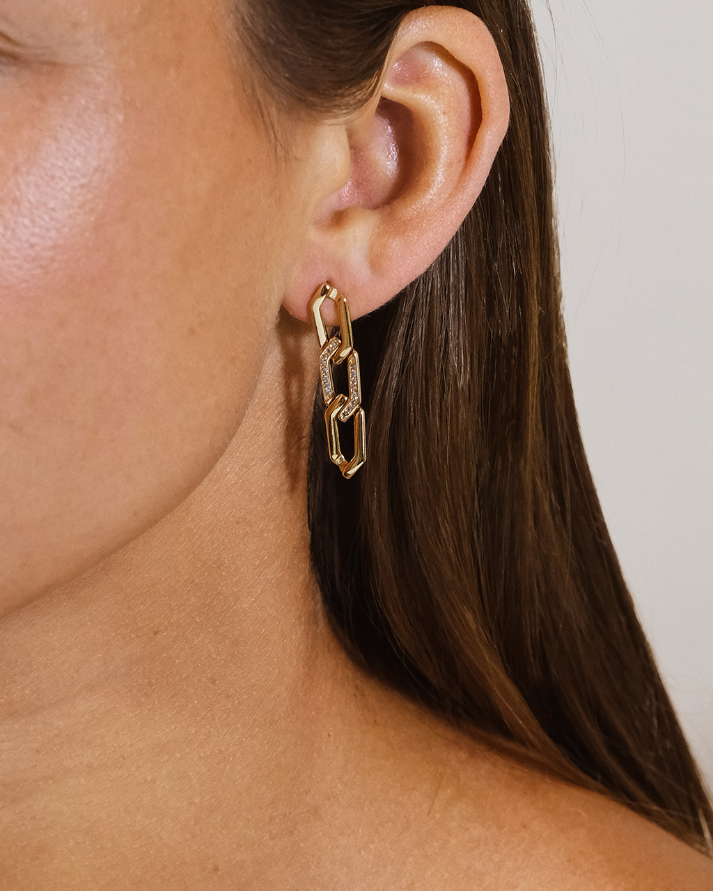 Kinslee Chain Drop Stud Earrings for Women - Dainty Gold Plated Elegant Jewelry - Perfect for Parties, Weddings & Everyday Wear