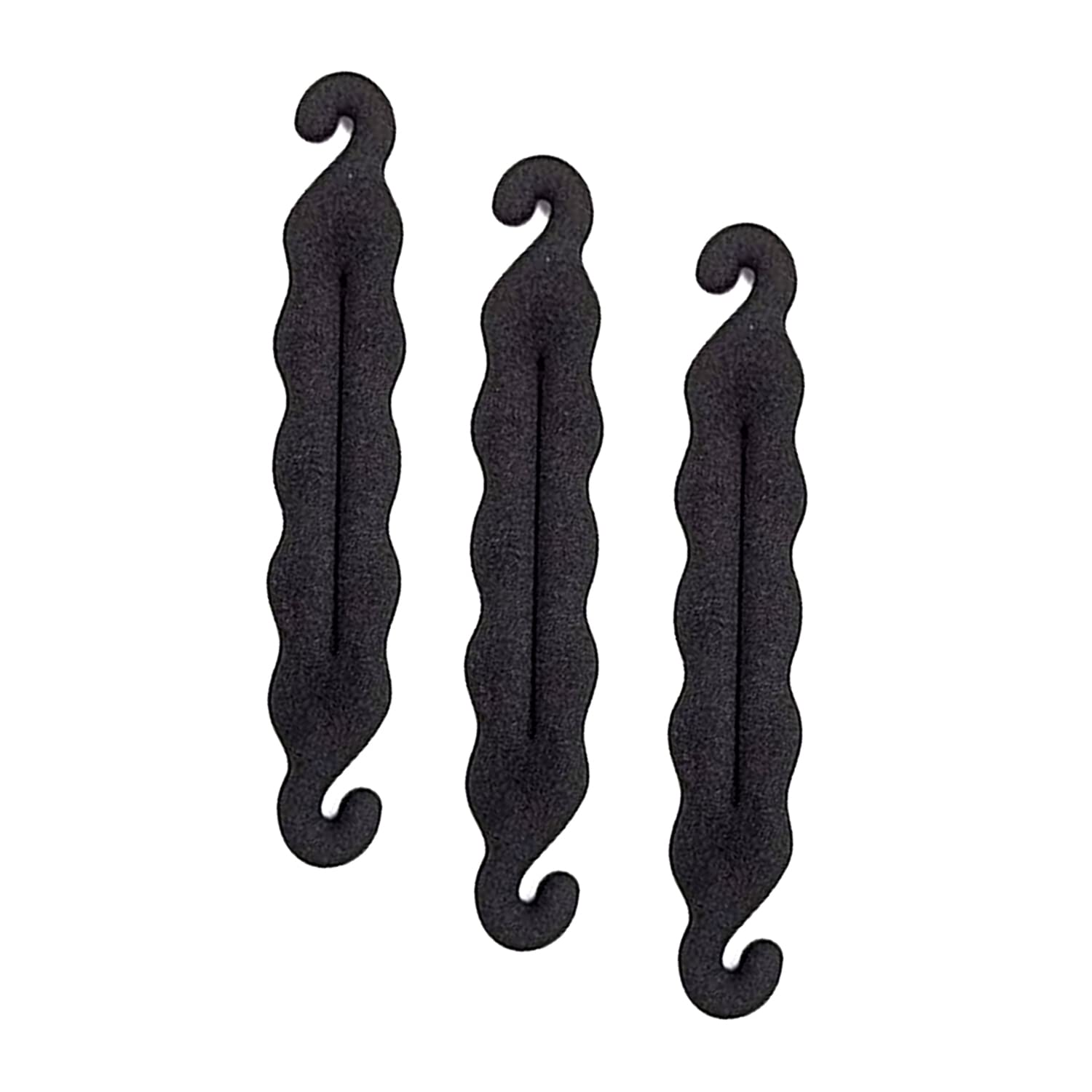 3 PCS Women's Hair Styling Tools Set - Bun Maker, Twist Bun Hook, Foam Donut for Ponytail & French Braid - Perfect for Updos, Weddings & Daily Styling (Black)