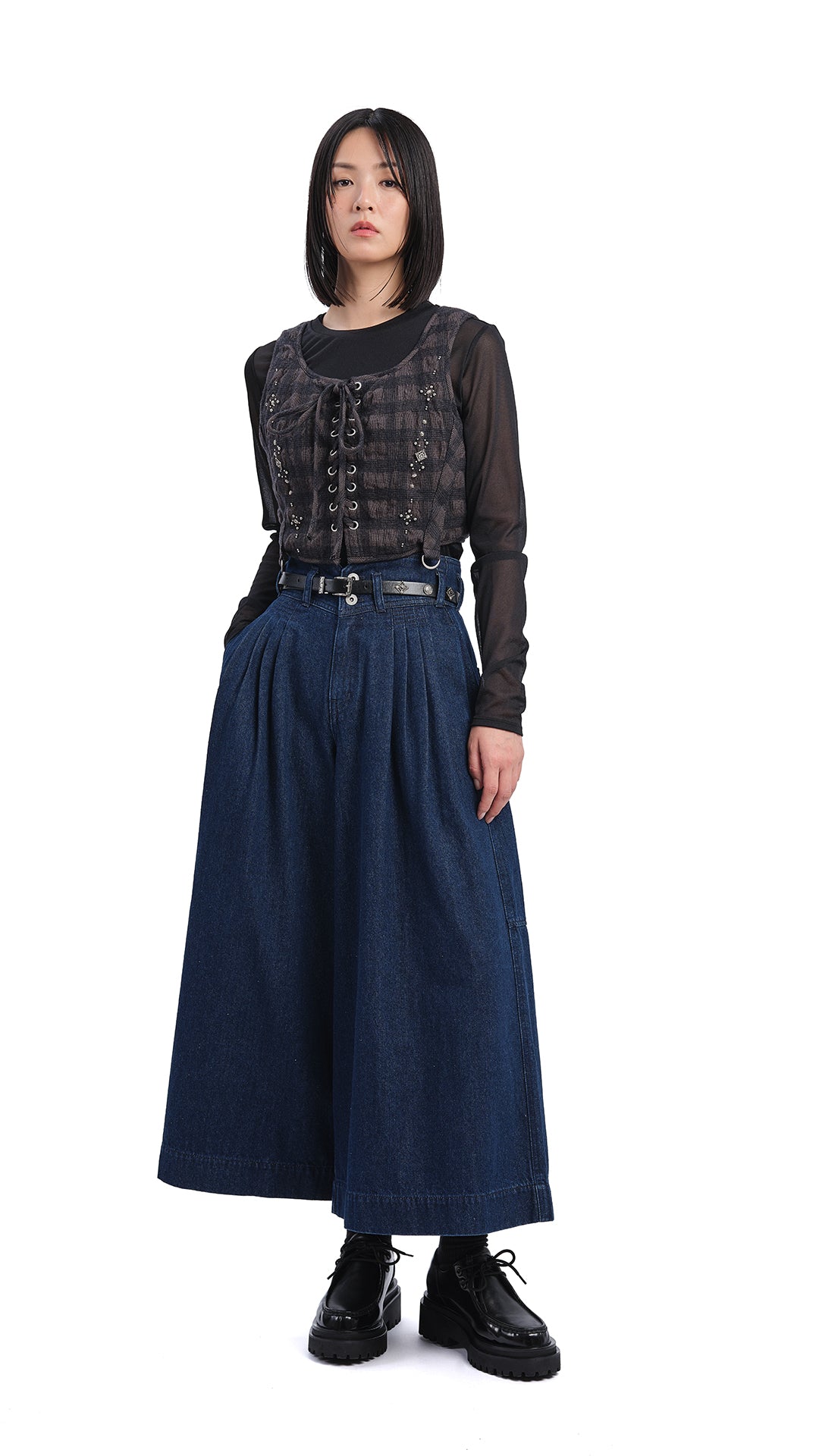 Checker Studs Corset - Stylish Gothic Punk Fashion Corset Top for Women | Perfect for Halloween, Cosplay, and Night Out
