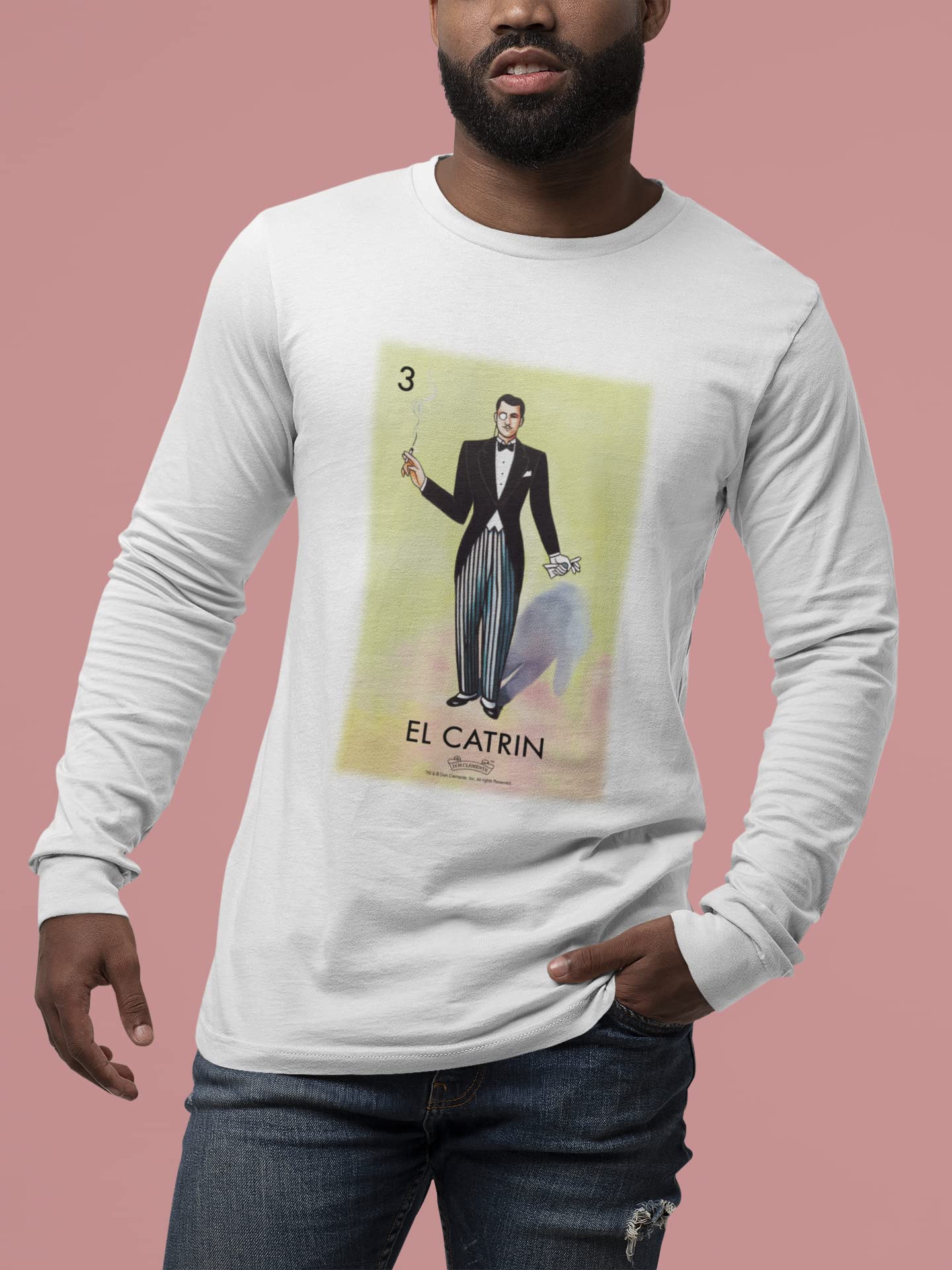 Pop Threads El Catrin Dandy Loteria Card Mexican Graphic T-Shirt for Men - Vintage Latino Style Cotton Tee for Casual Wear, Parties & Hispanic Heritage Celebrations