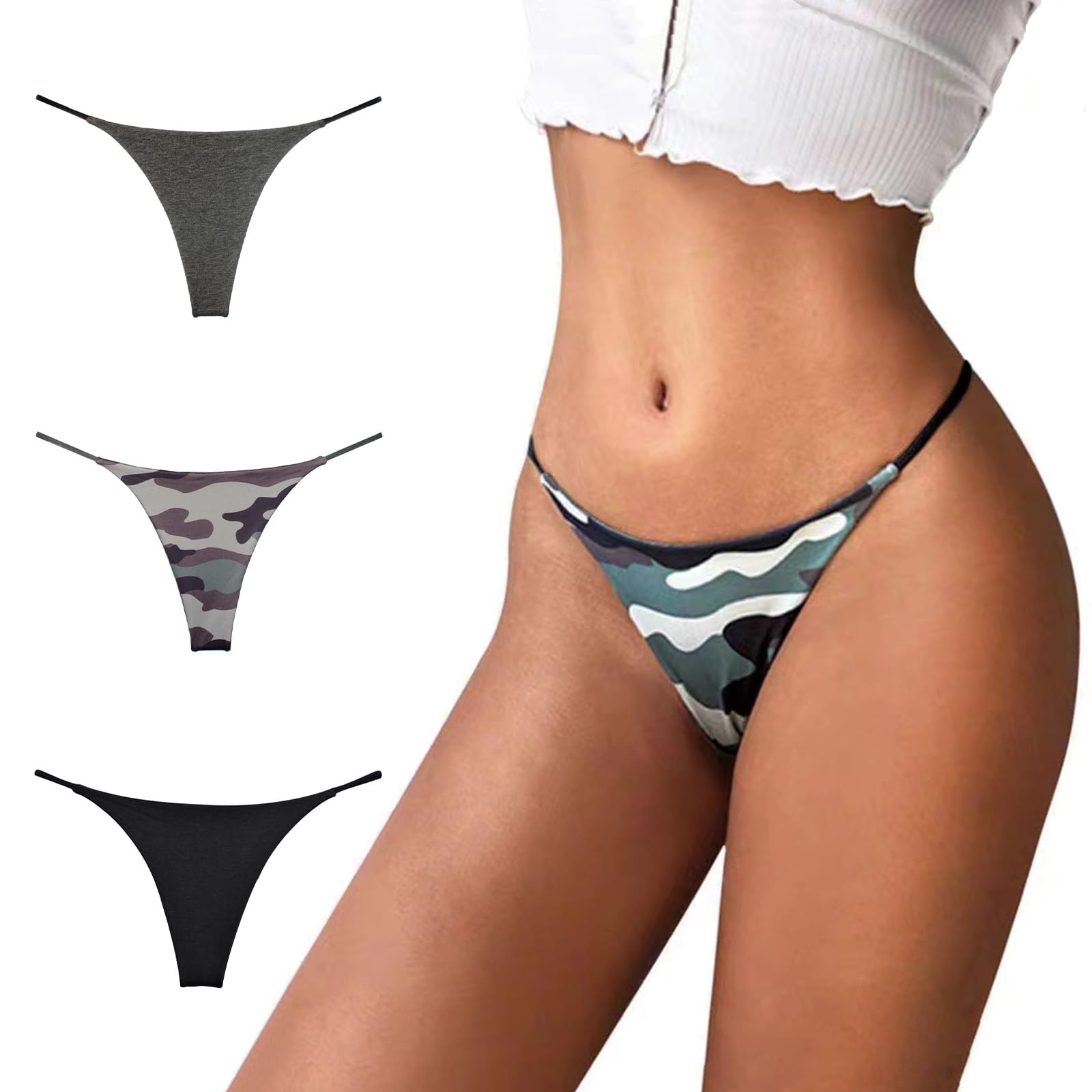 Sexy Women's G-String Thongs 5 Pack - Low Rise Hipster Panties, Breathable Stretch T-Back Underwear (S-XL) for Date Night, Lingerie Collection & Everyday Comfort