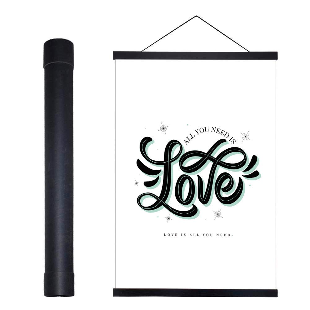 Magnetic Wooden Poster Frame - 20 Inch Black Wood Poster Hanger for Photos, Pictures, Canvas & Artwork - Perfect for Wall Decor in Living Room, Bedroom or Office