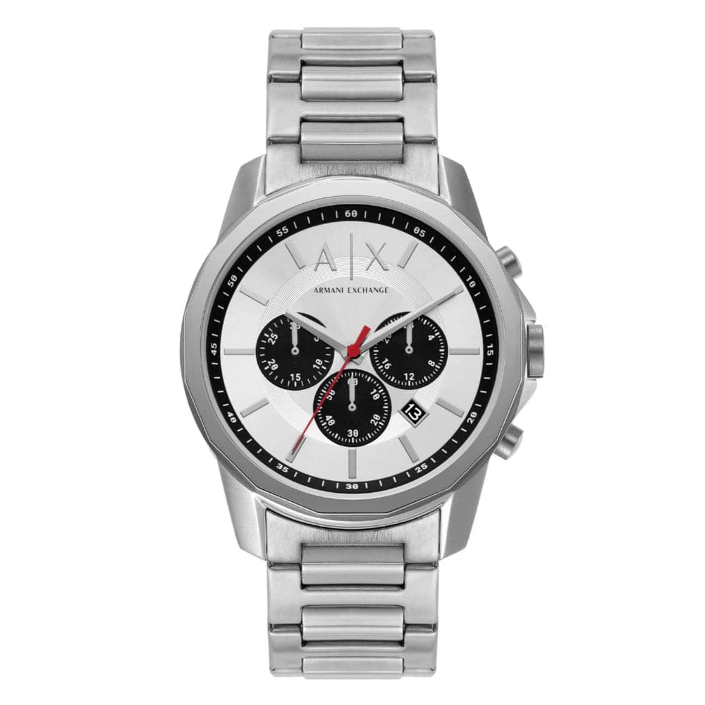 Armani Exchange AX1742 Men's Chronograph Watch - Silver Stainless Steel Band for Business, Casual & Formal Wear | Water Resistant & Durable