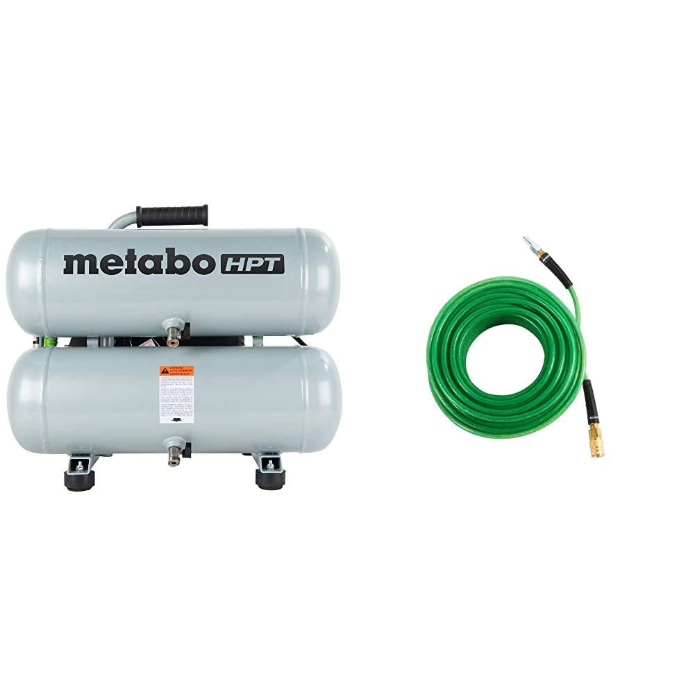 Metabo HPT 6 Gallon Portable Air Compressor with 25ft Air Hose - Perfect for Home DIY, Woodworking, Nail Guns & Inflating Tires