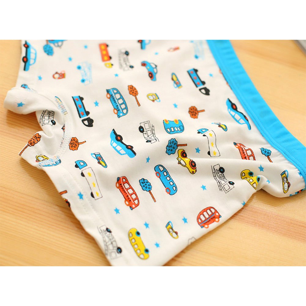 5 Pack Boys' Cotton Briefs - Soft & Comfortable Kids Boxer Shorts Underwear with Fun Truck Pattern - Multicolor for Playtime, School & Daily Wear