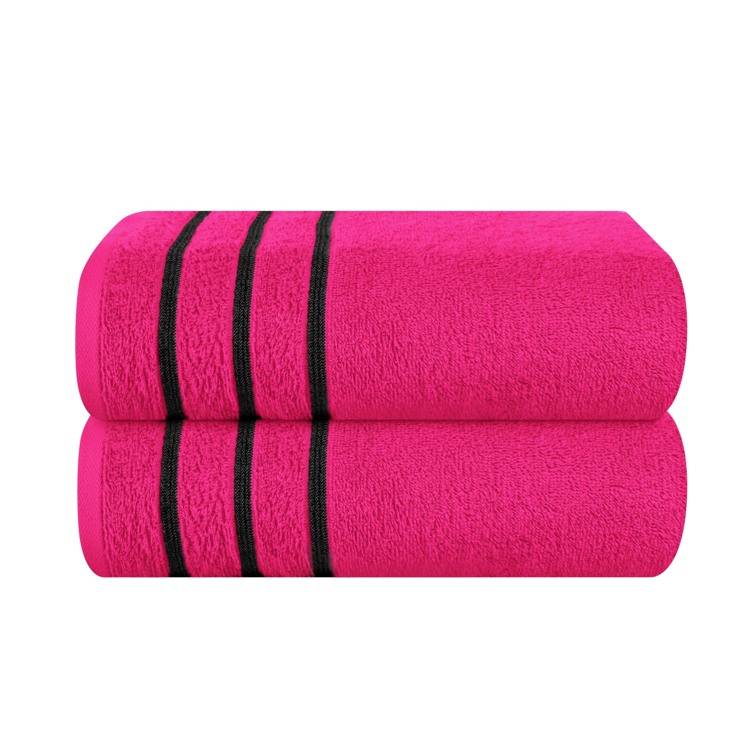 Premium 2-Pack Oversized Cotton Bath Towels - 28x55 Inches, Ultra Absorbent & Quick Dry, Lightweight Large Bath Towel Set for Gym, Travel, Camping, Pool & Spa - Hot Pink (71630) - Perfect for Beach, Yoga & Home Use